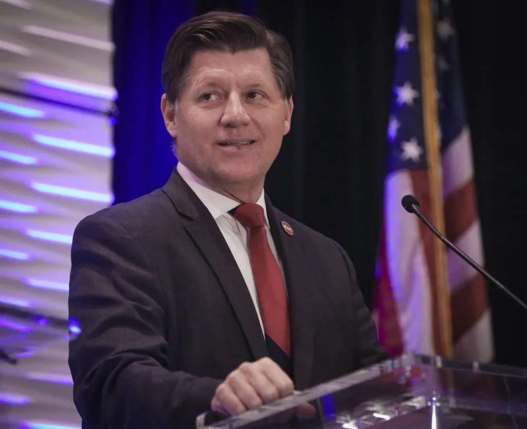 California State Sen. Brian Jones during the 50th District Congressional Debate on Feb. 14, 2020, at the Doubletree by Hilton Hotel San Diego in Mission Valley.