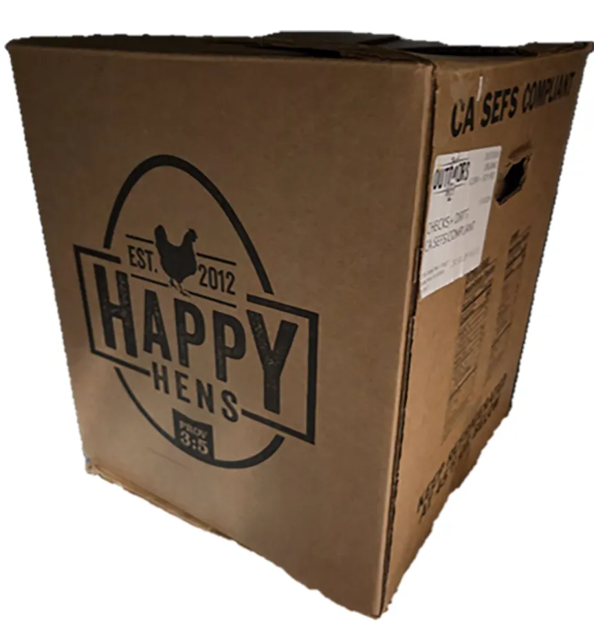 Happy Hens egg package from the California Department of Public Health.