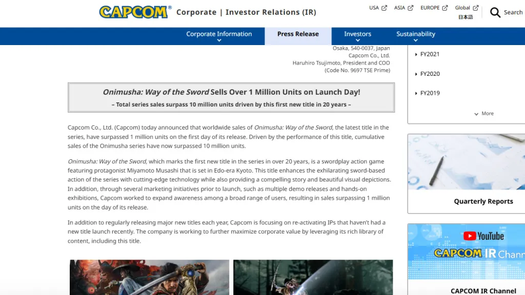 Capcom Revive Old IP Post