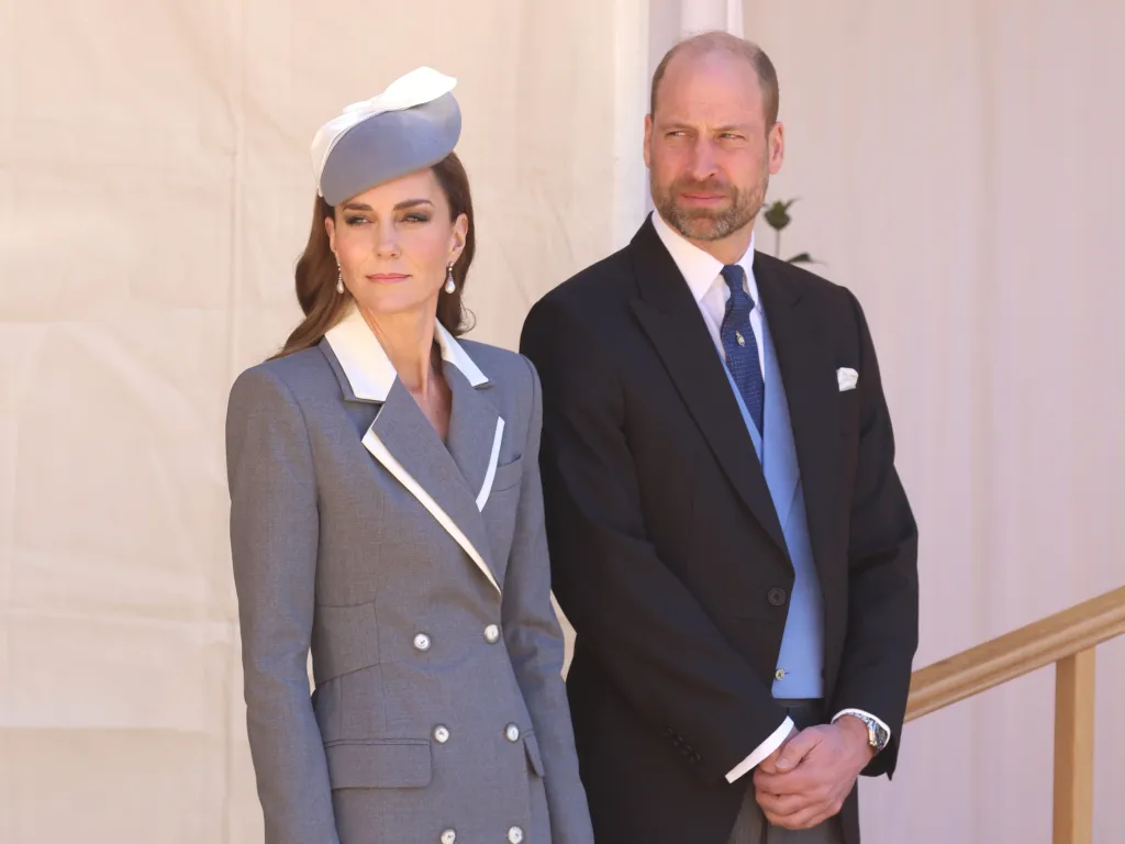 Catherine, Princess of Wales and Prince William, Prince of Wales attend a ceremonial welcome at Windsor Castle.