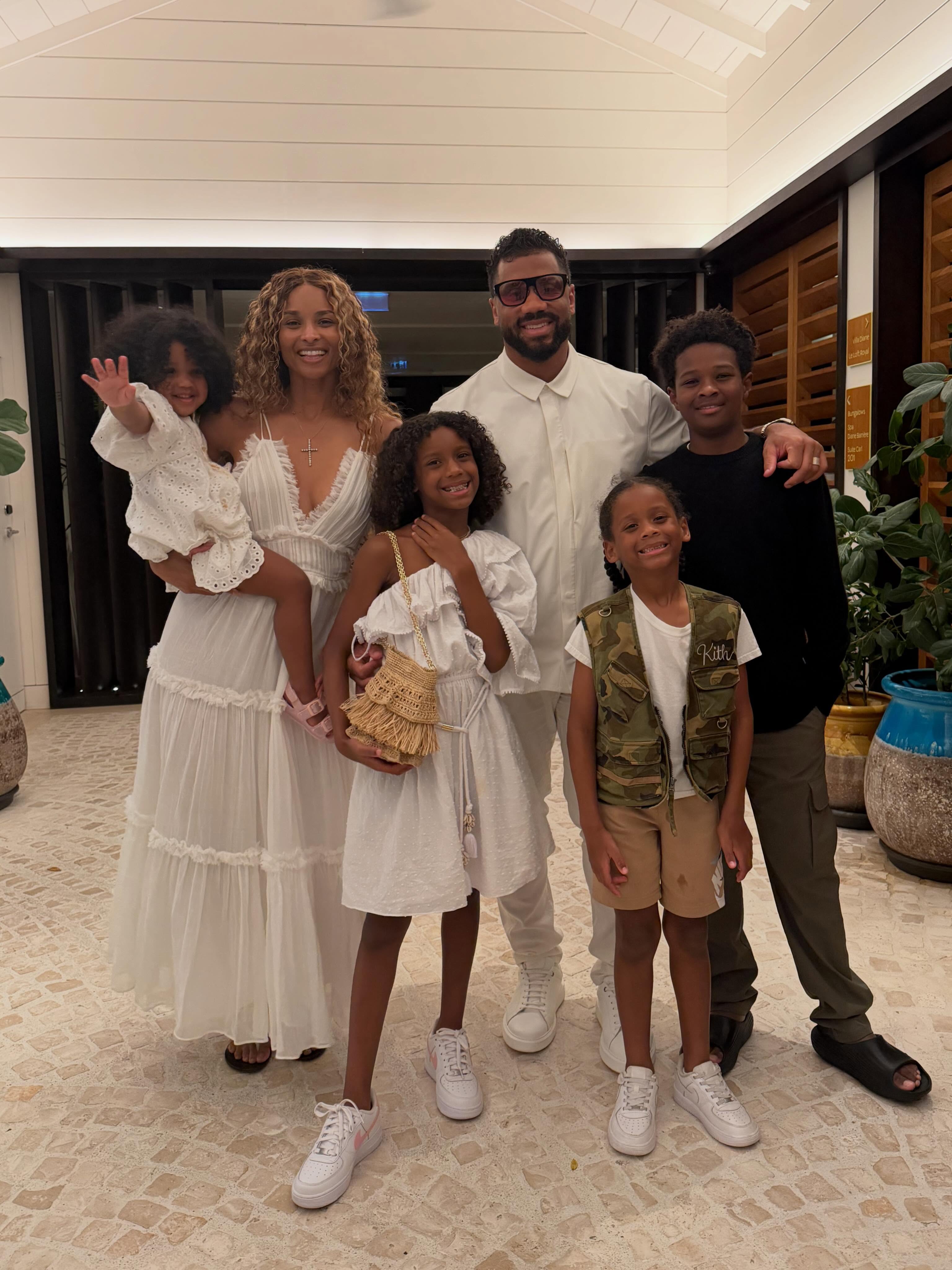 Ciara and Russell Wilson pose with their family.
