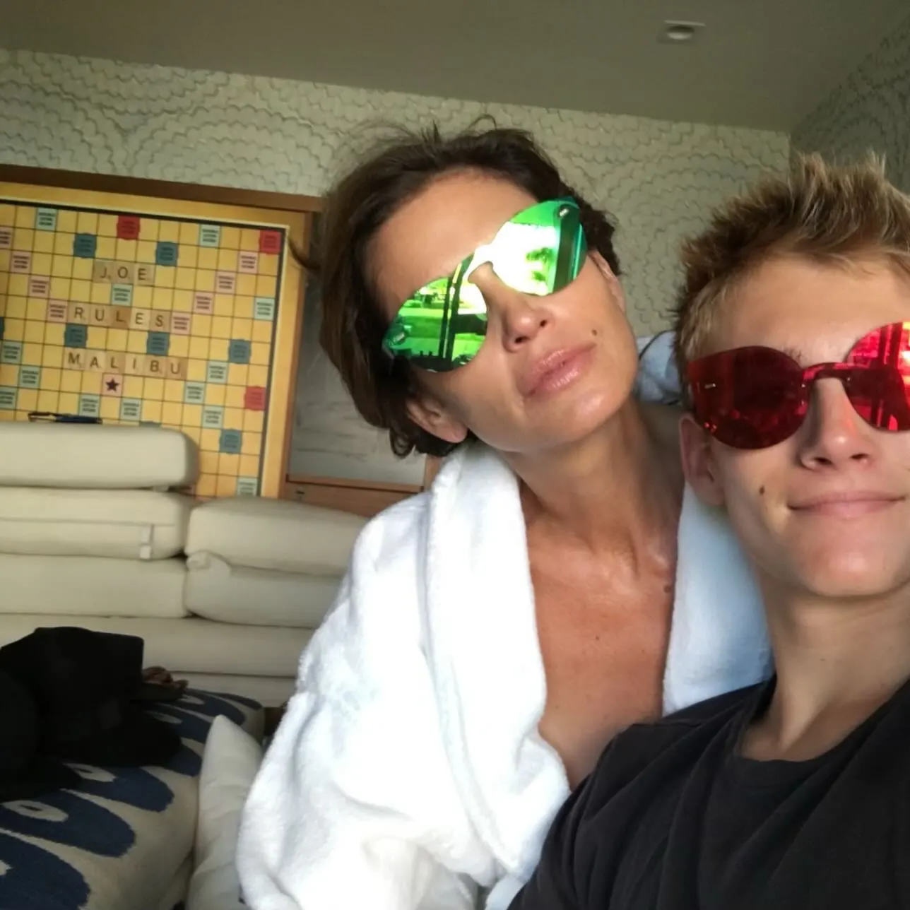 Cindy Crawford and Presley Gerber in sunglasses.