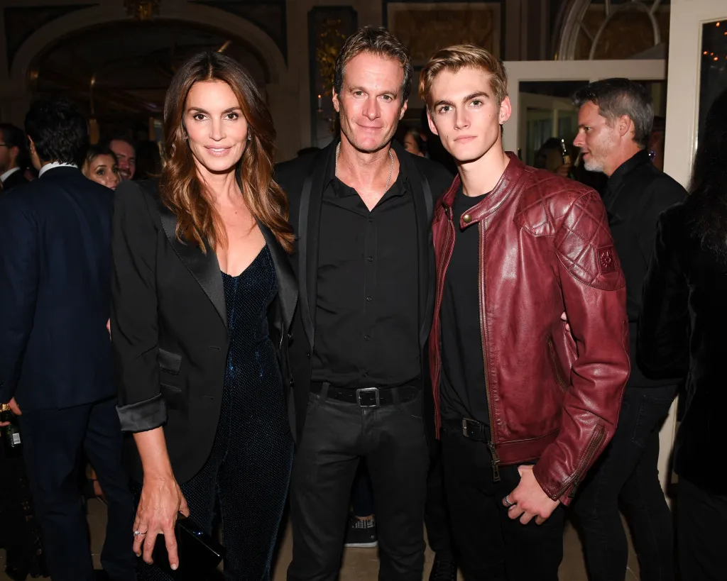 Cindy Crawford, Rande Gerber, and Presley Gerber posing together at the Harper's Bazaar ICONS party.