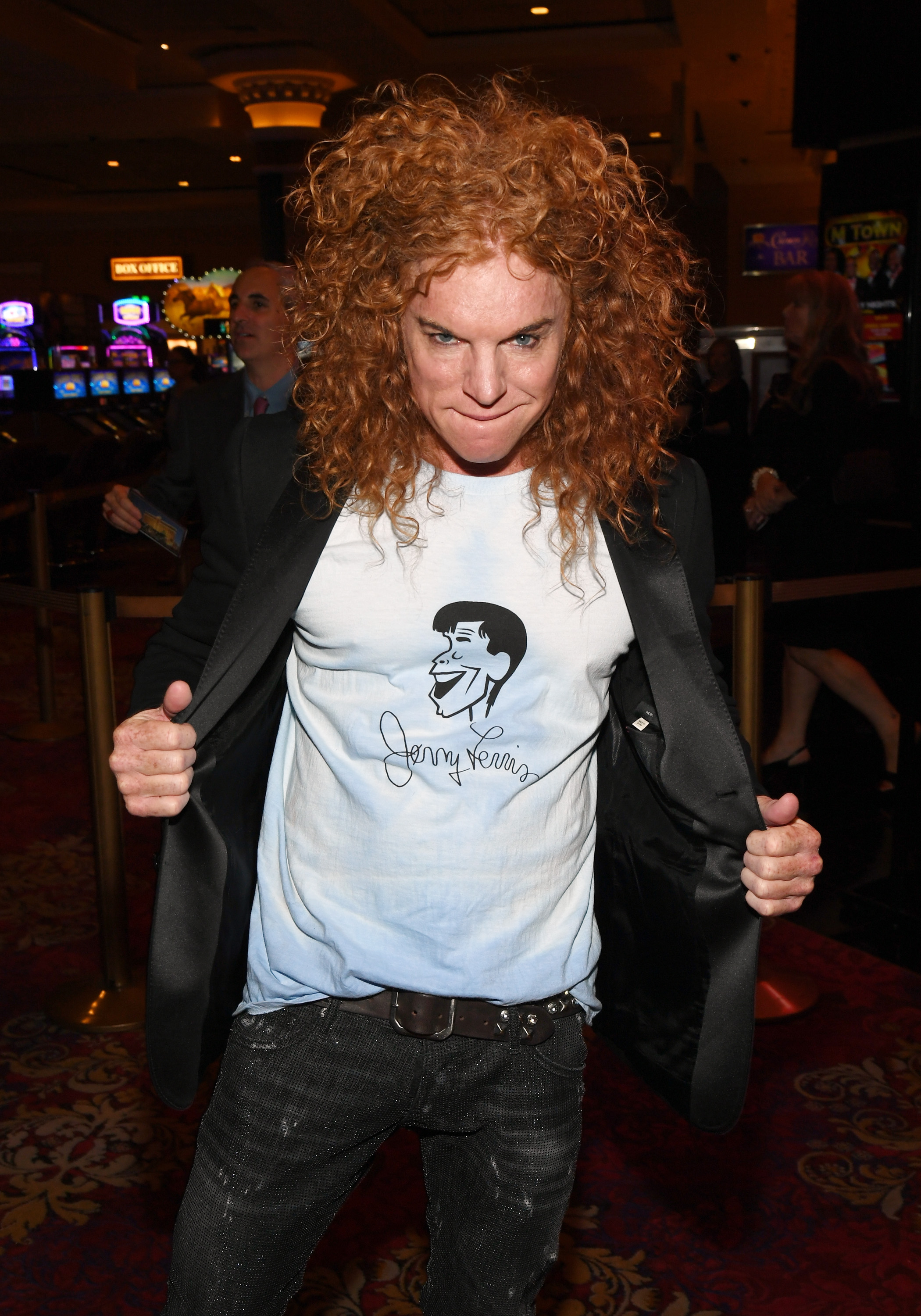 Comedian Carrot Top arrives at a memorial for Jerry Lewis at the South Point Hotel & Casino on September 4, 2017 in Las Vegas, Nevada