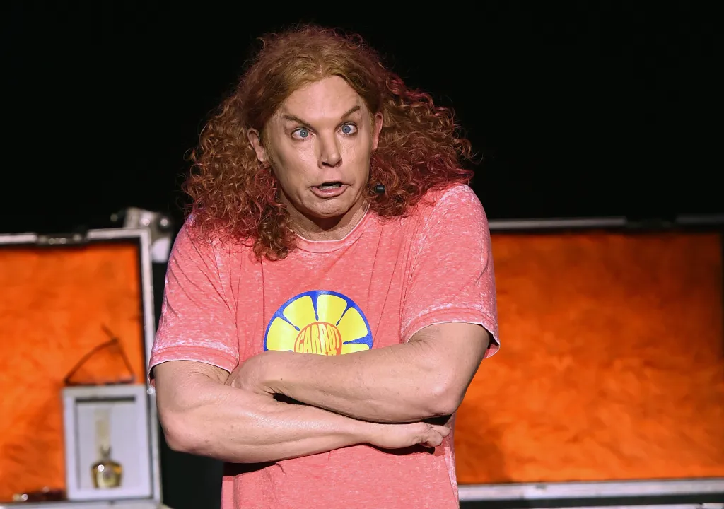 Comedian Carrot Top performing on stage.