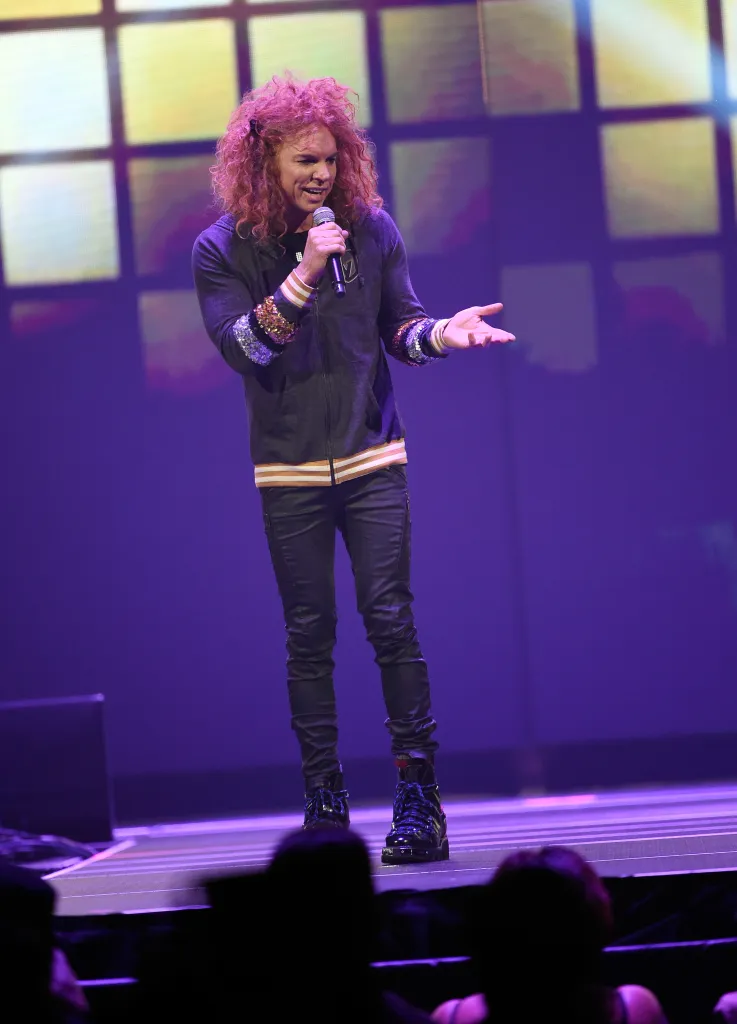 Comedian Carrot Top performs at the Vegas Strong Benefit Concert.