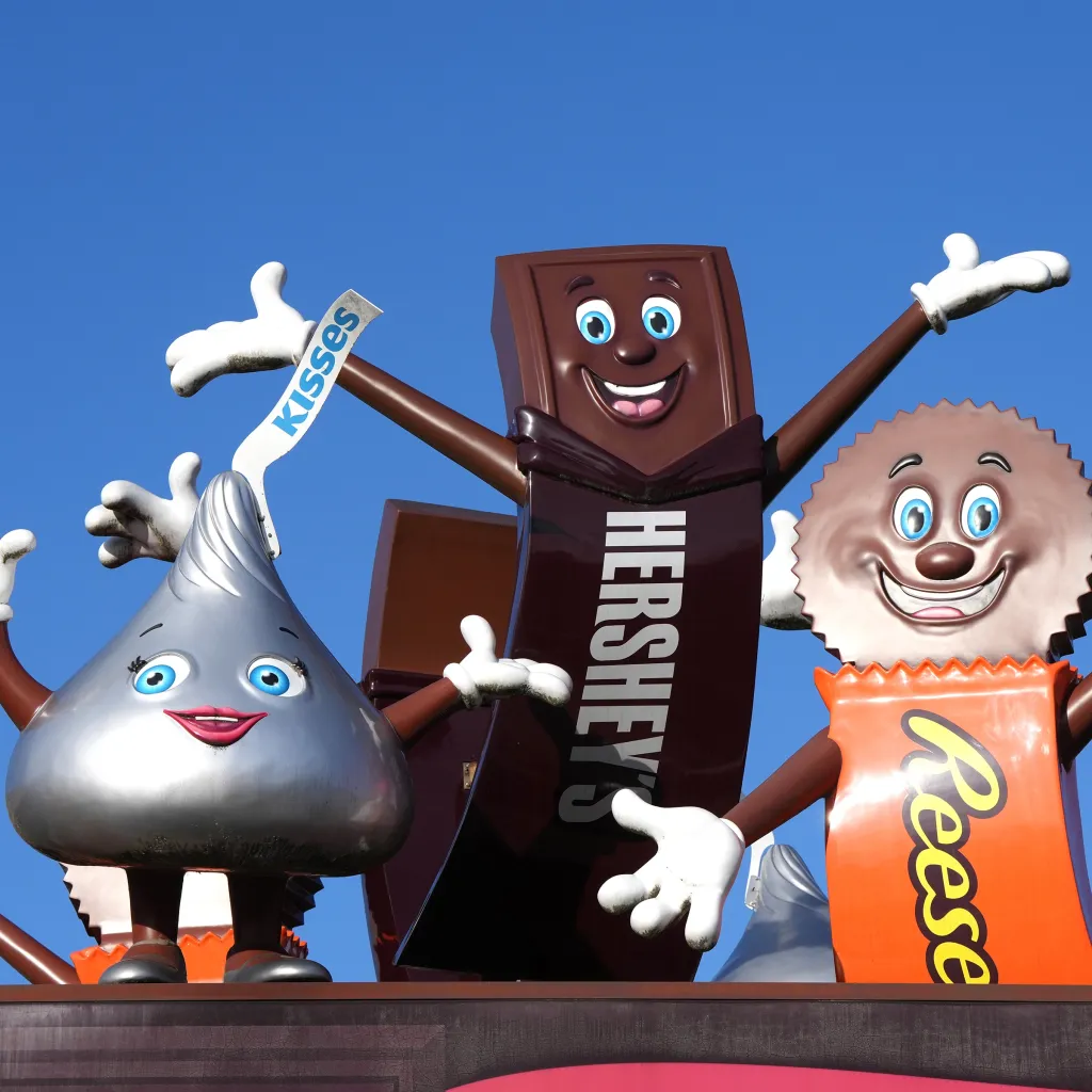 A detailed view of the Hershey's Chocolate World sign.