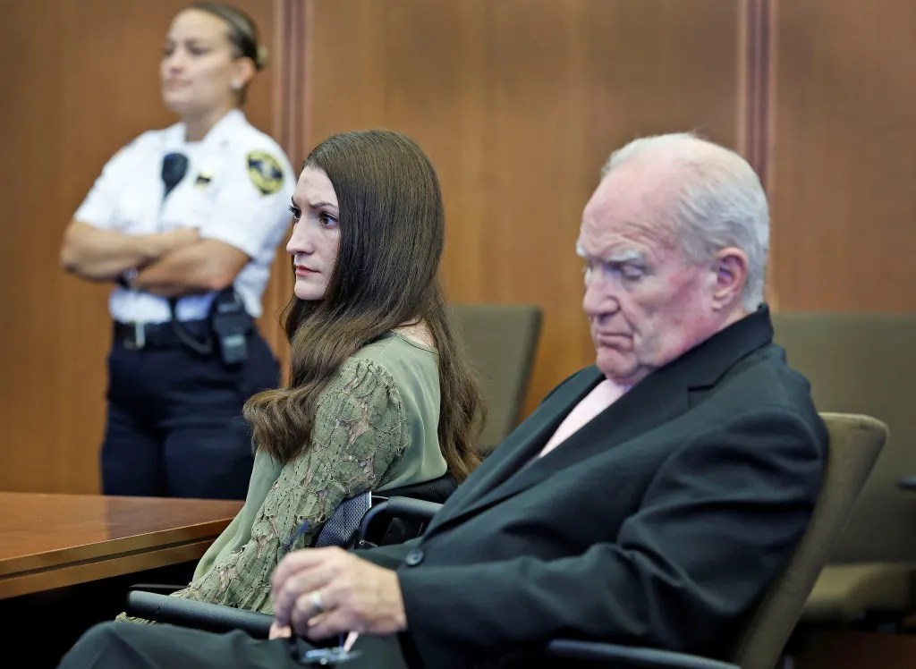 Defendant Lindsay Clancy and attorney Kevin Reddington listen to the judge declare a mistrial in Plymouth, on Sept. 4, 2026.