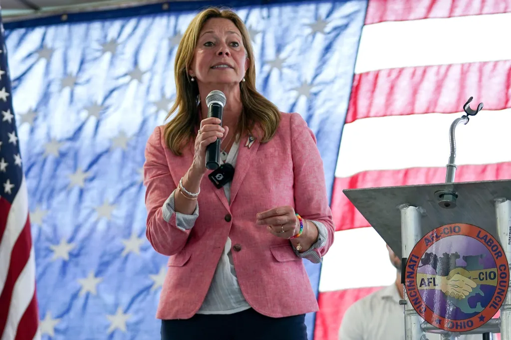 Democratic gubernatorial candidate Dr. Amy Acton speaks at the AFL-CIO Labor Day picnic.