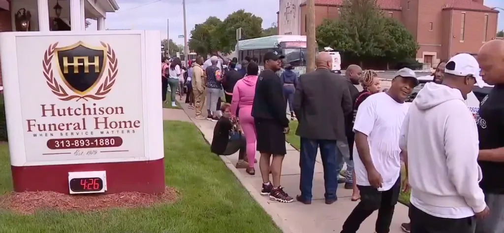 People gathered outside Hutchison Funeral Home after a family said their mother was cremated by mistake.