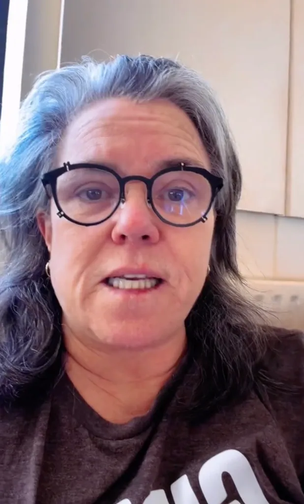 Rosie O'Donnell looking directly at the camera.