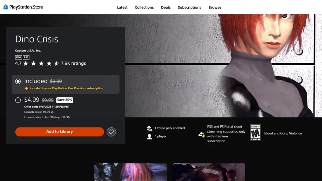 Dino Crisis PlayStation Store