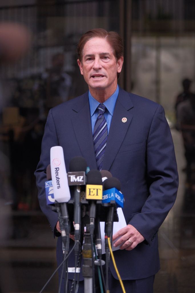 District Attorney Hochman speaking to reporters about the Nick Reiner trial.
