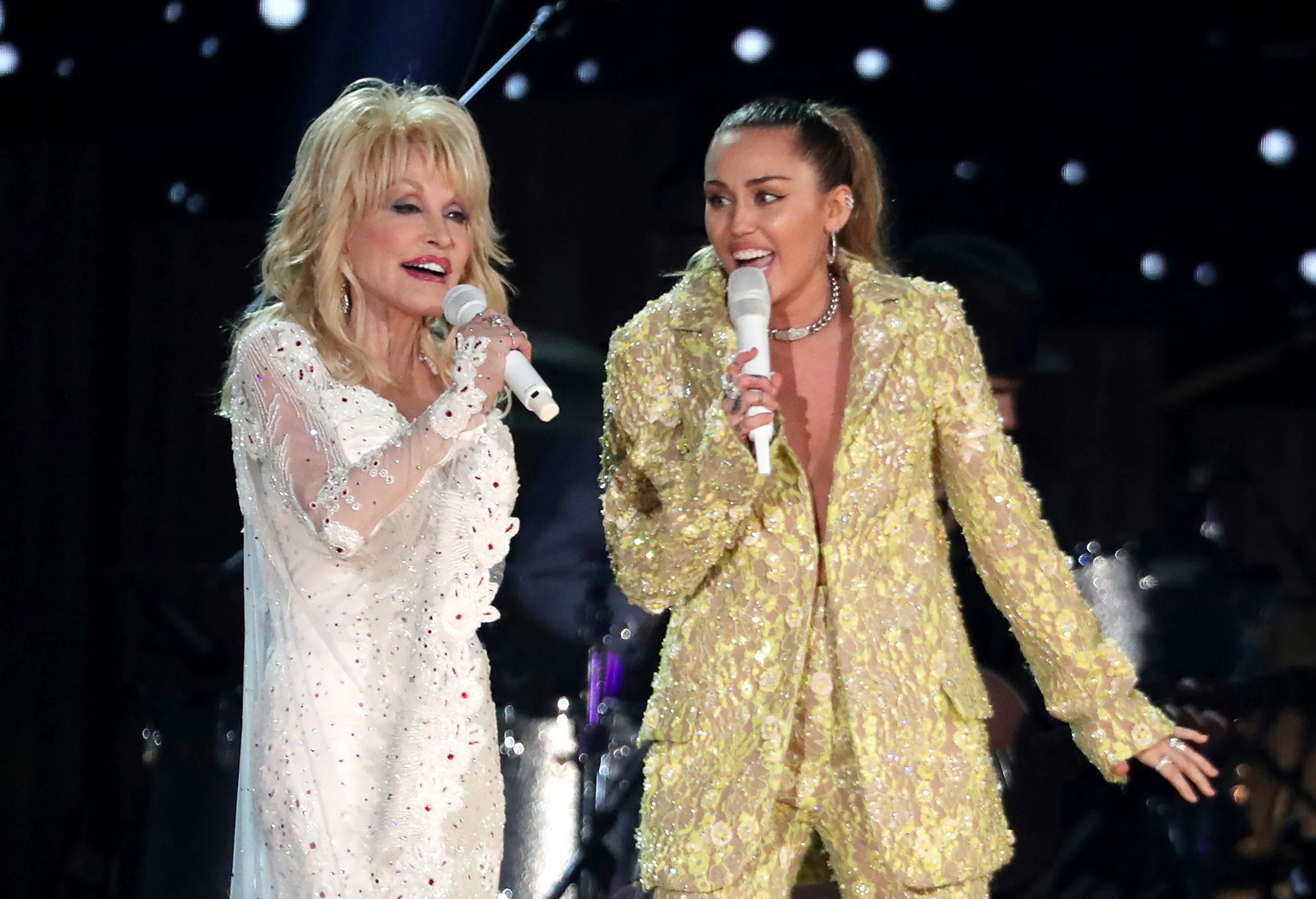 Dolly Parton and Miley Cyrus perform 