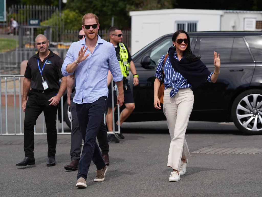 The Duke and Duchess of Sussex arrive at Man O'War Steps, Sydney Opera House, for an Invictus Australia sailing event.