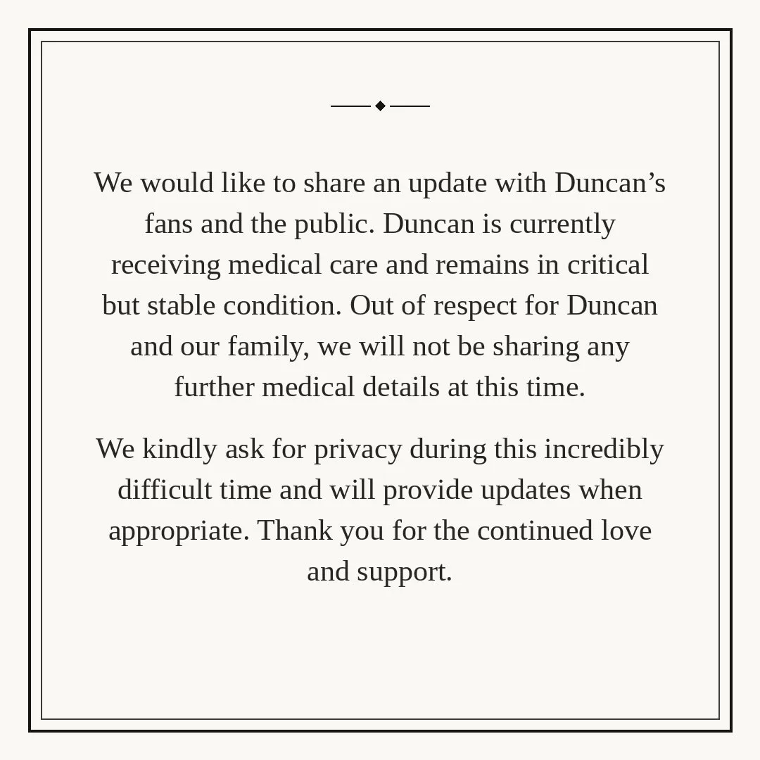 Duncan Sheik family statement