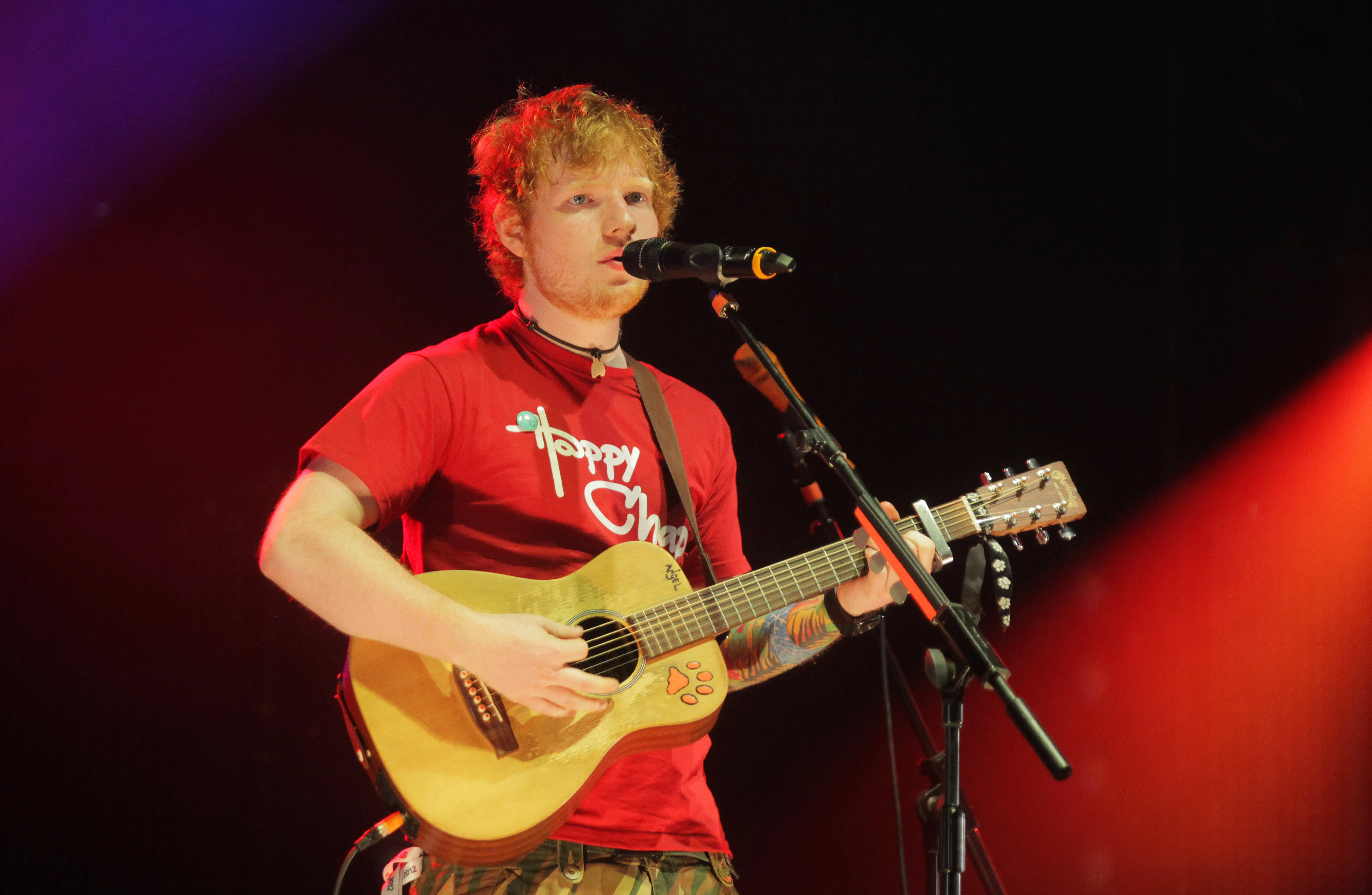 Sheeran performs live on day 1 of V Festival 2012 at Hylands Park on August 18, 2012 in Chelmsford, England.