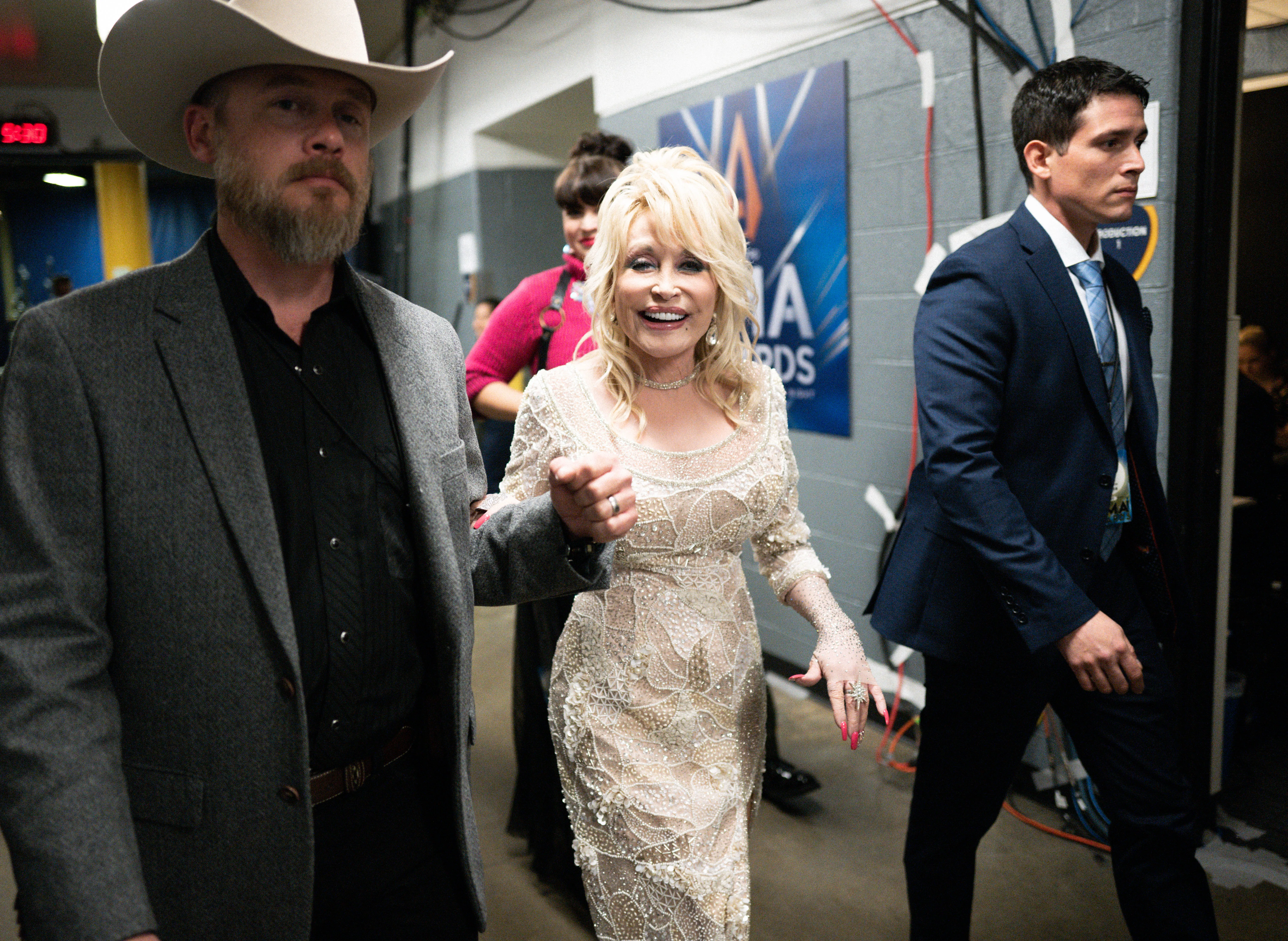 Bryan Seaver and Dolly Parton at the 2019 CMA Awards