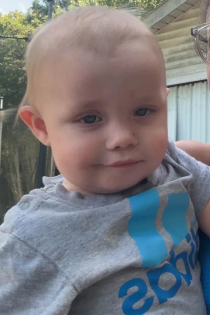Close-up of 11-month-old Grayson Walton, who was found bruised in a couch after being babysat by Elijah Mayes.
