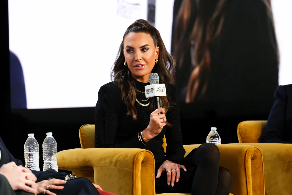 Elizabeth Chambers speaking at the Variety True Crime Summit.