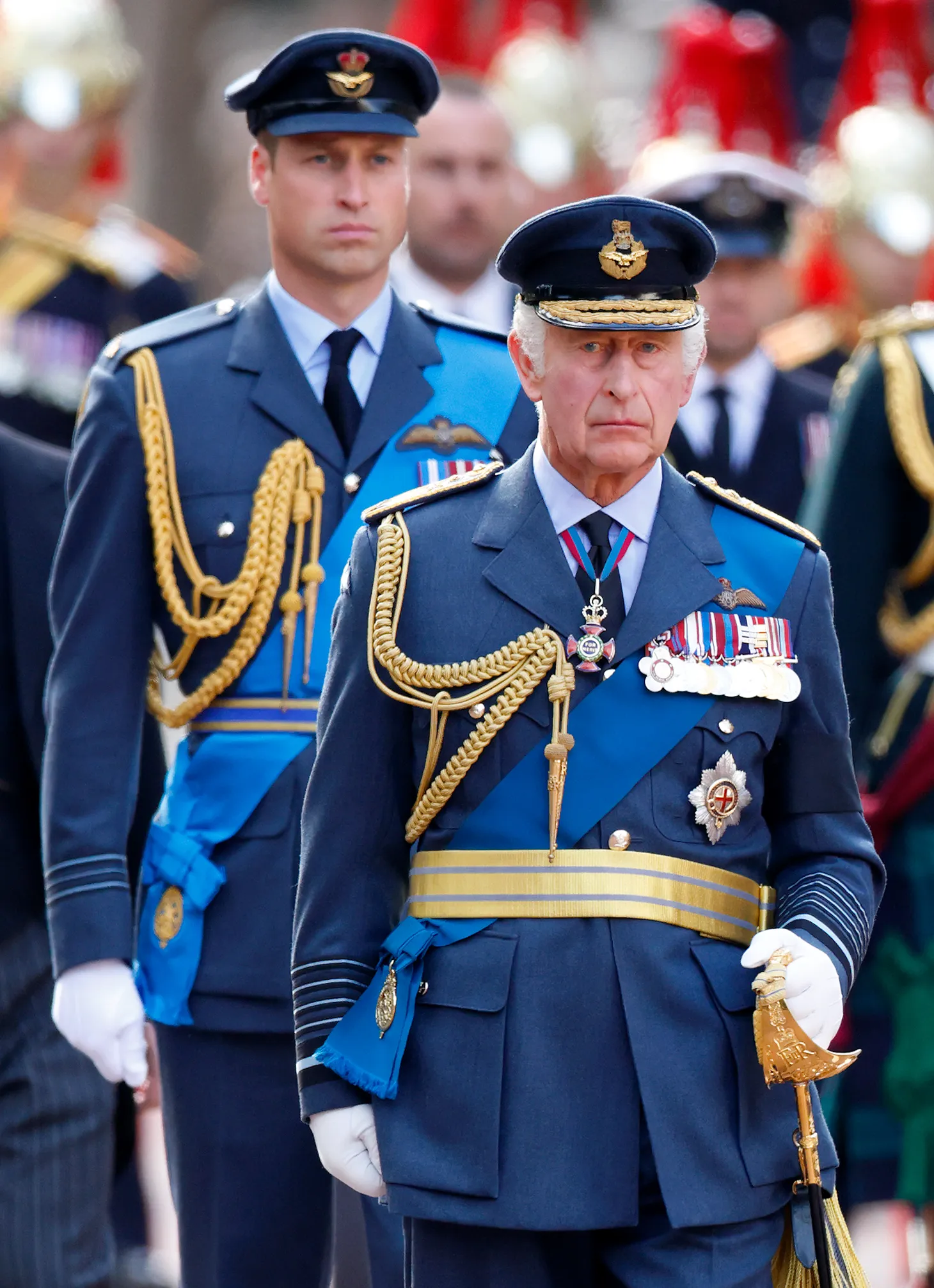 King Charles III and Prince William in military uniform.