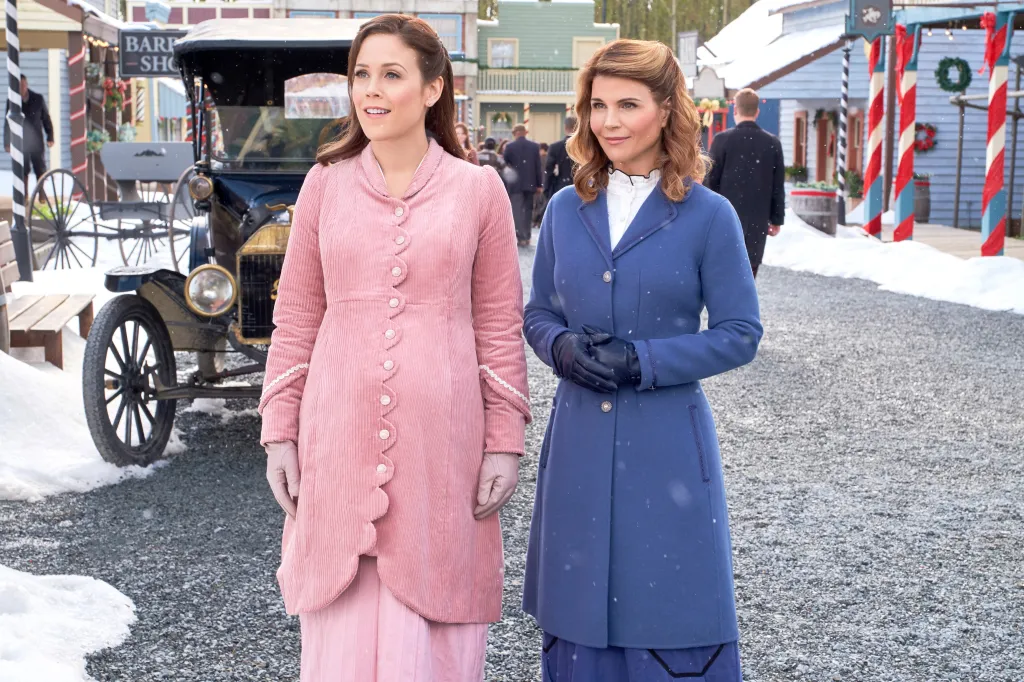Erin Krakow and Lori Loughlin in a Christmas special episode of