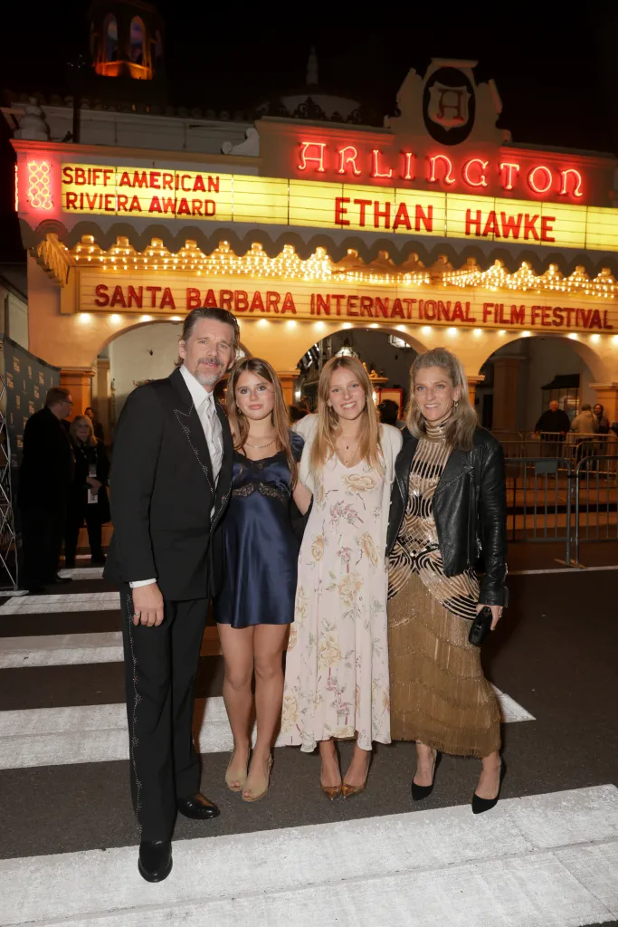 Ethan Hawke, Indiana Hawke, Clementine Hawke, and Ryan Hawke attend the American Riviera Award Tribute during the 41st Santa Barbara International Film Festival.