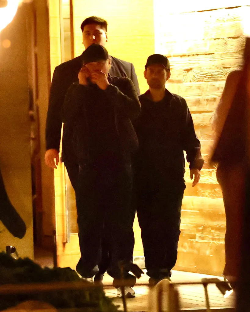 Leonardo DiCaprio and Tobey Maguire leaving Nobu Malibu.