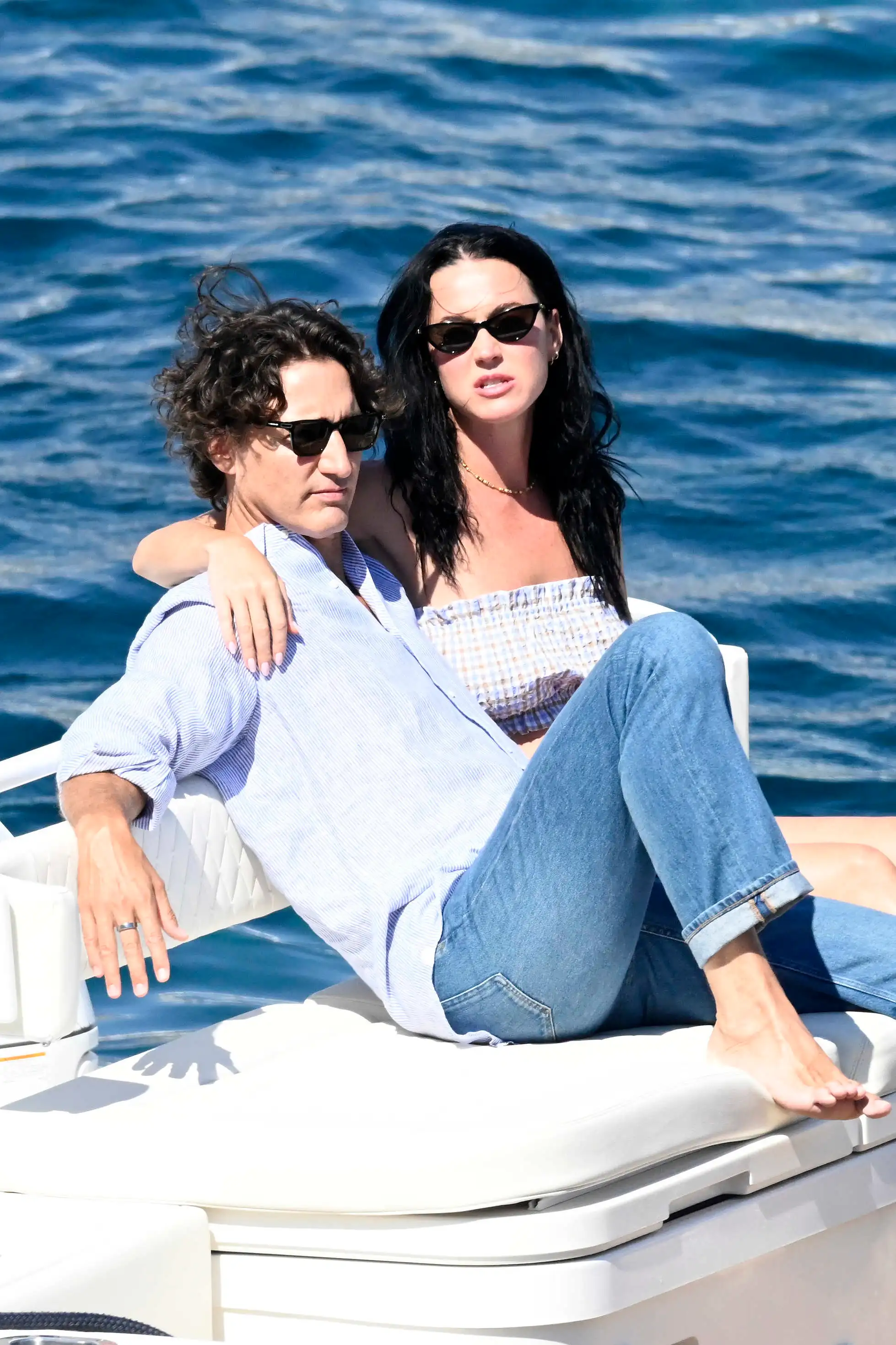 Katy Perry and Justin Trudeau on a boat in Mykonos.