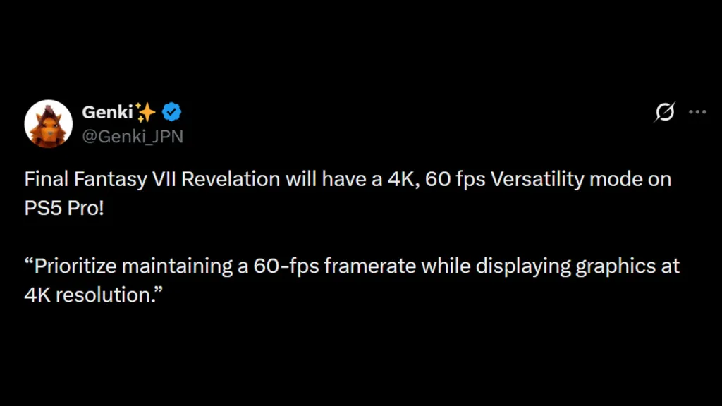 Final Fantasy 7 Revelation PS5 Pro Features