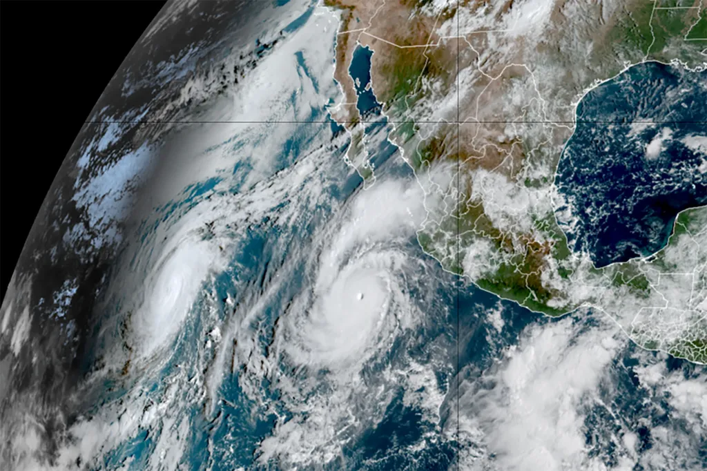 Satellite image of Hurricane Polo off the coast of Mexico.