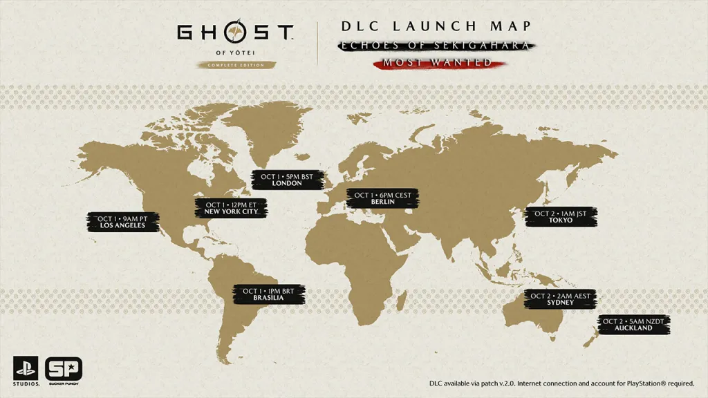 Ghost of Yotei Complete Edition Release Times Map
