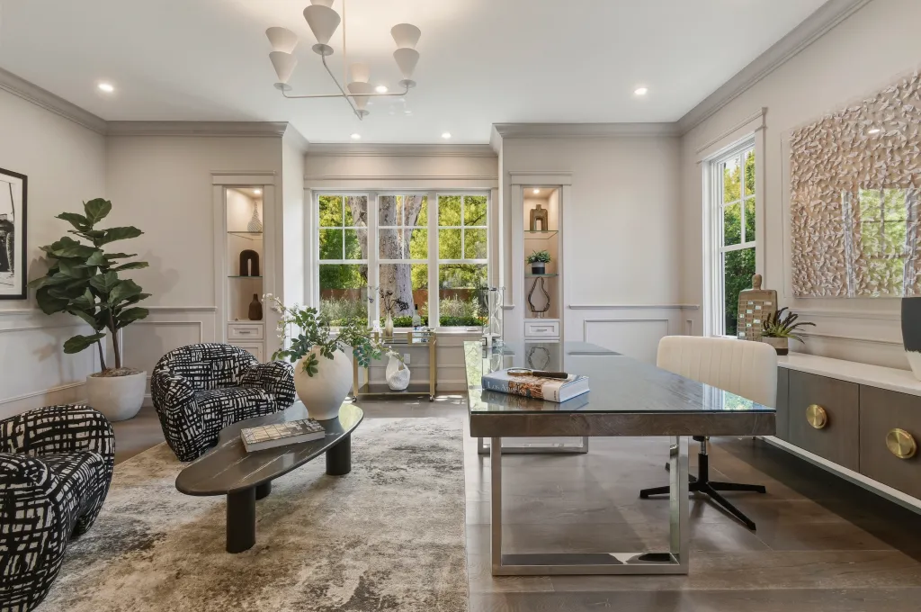 An elegant home office inside the residence.