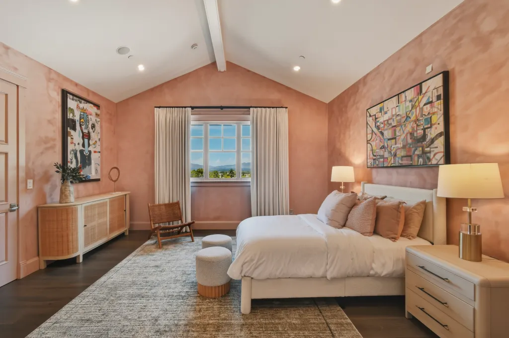 One of five cozy bedrooms.