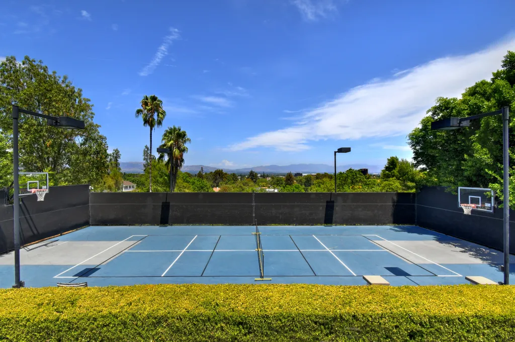 The basketball/pickleball court