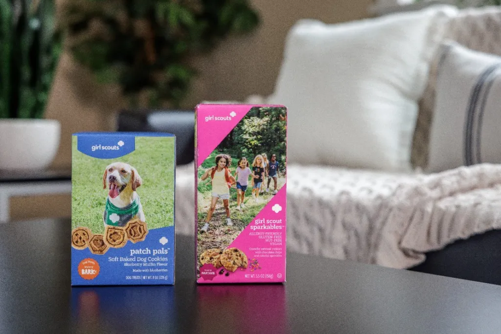 Girl Scout Patch Pals dog cookies and Sparkables allergy-friendly cookies.