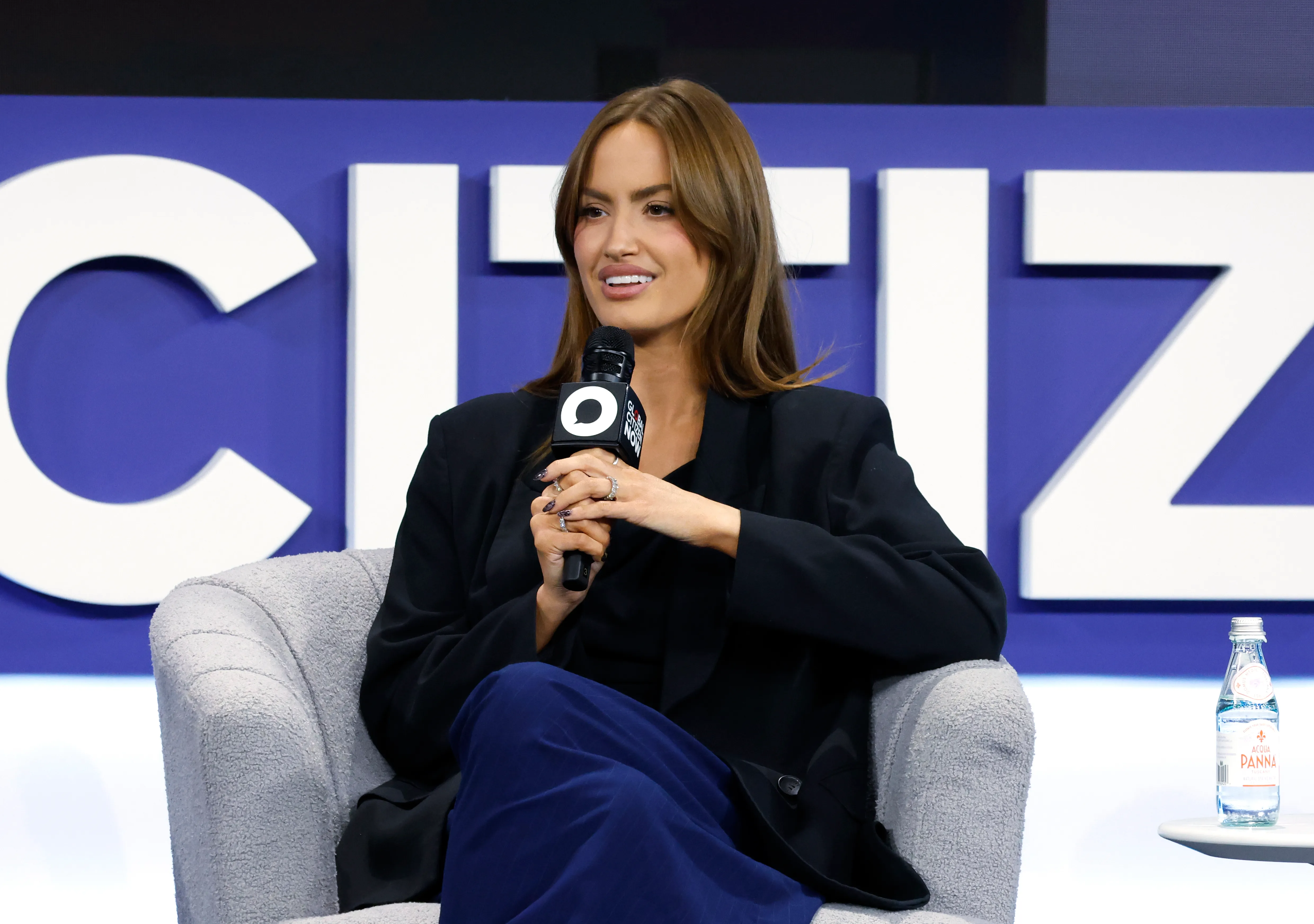 Haley Kalil speaking onstage at Global Citizen Now: New York.