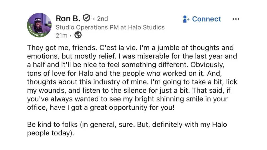 Halo Studios Employee Statement