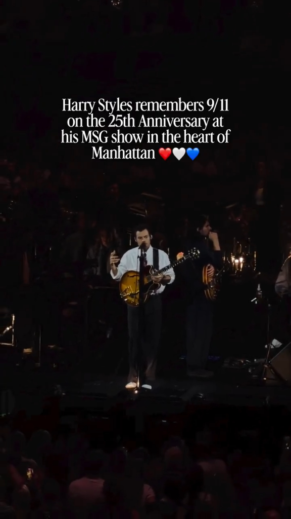 Harry Styles performing on stage at Madison Square Garden.