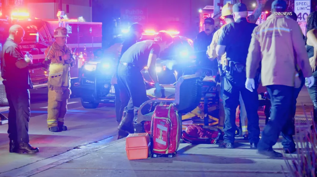 Law enforcement and paramedics respond to a shooting with injuries in Hawthorne, California.