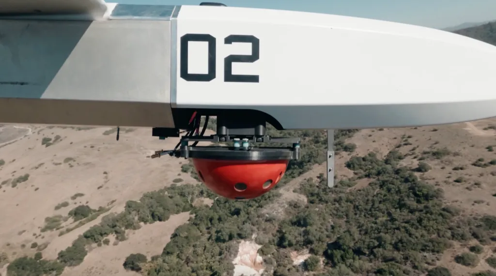 A white drone with the number