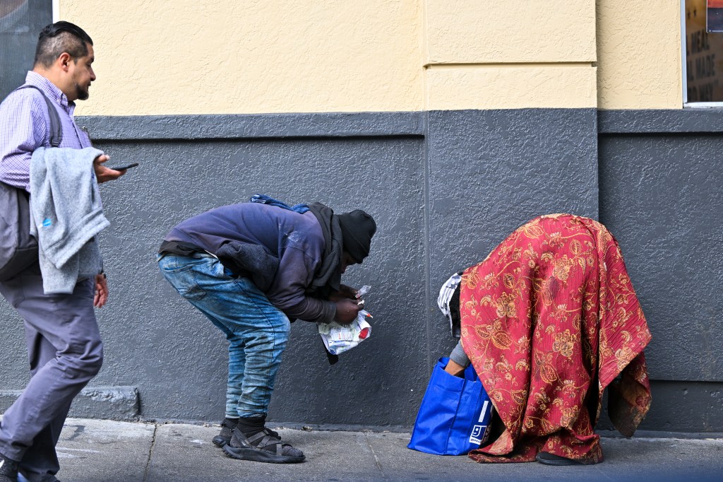 Homeless people on the street in San Francisco.