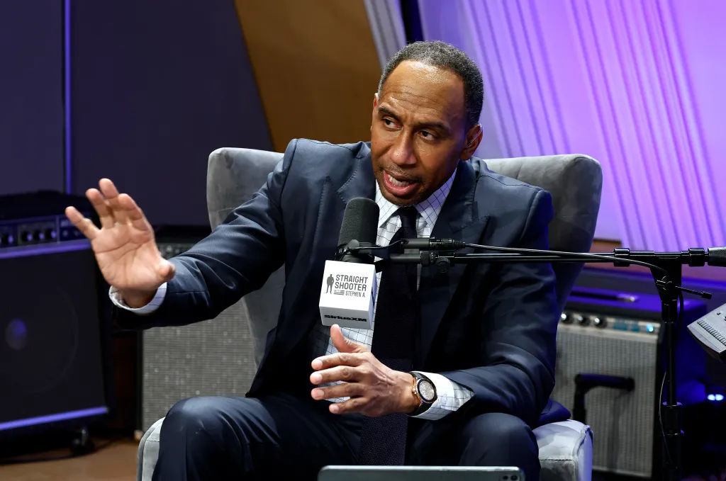 Stephen A. Smith speaking at a SiriusXM Town Hall event.