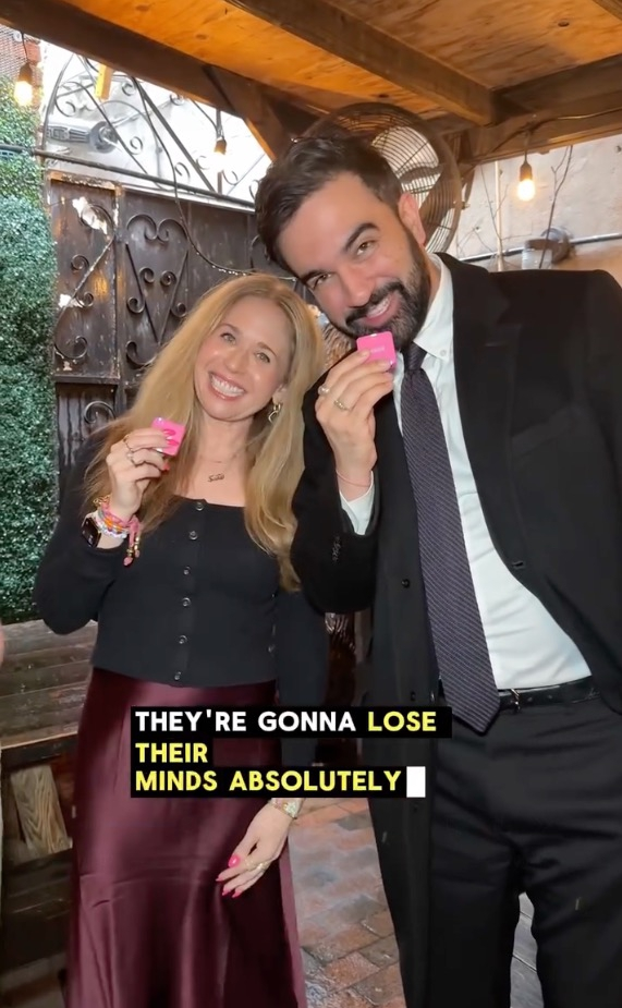 Influencer Sari Beth Rosenberg, a NYC history teacher, is seen in an Instagram post with Zohran Mamdani. 
