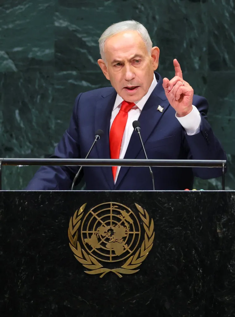 Israeli Prime Minister Benjamin Netanyahu addresses the 81st United Nations General Assembly.