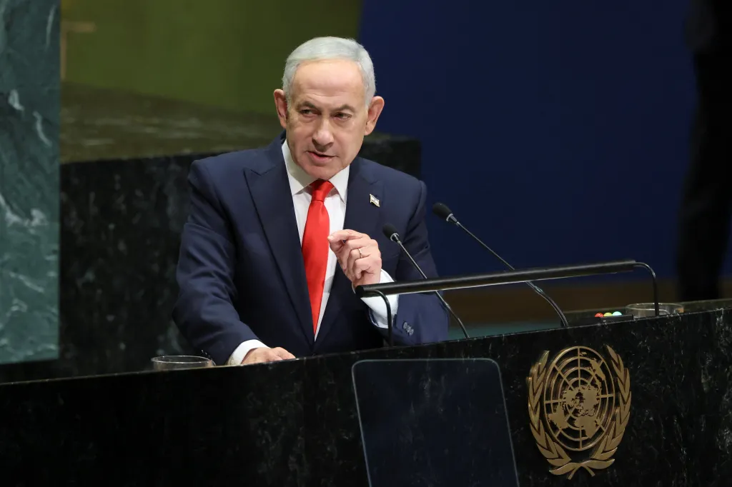 Benjamin Netanyahu addresses the 81st United Nations General Assembly.