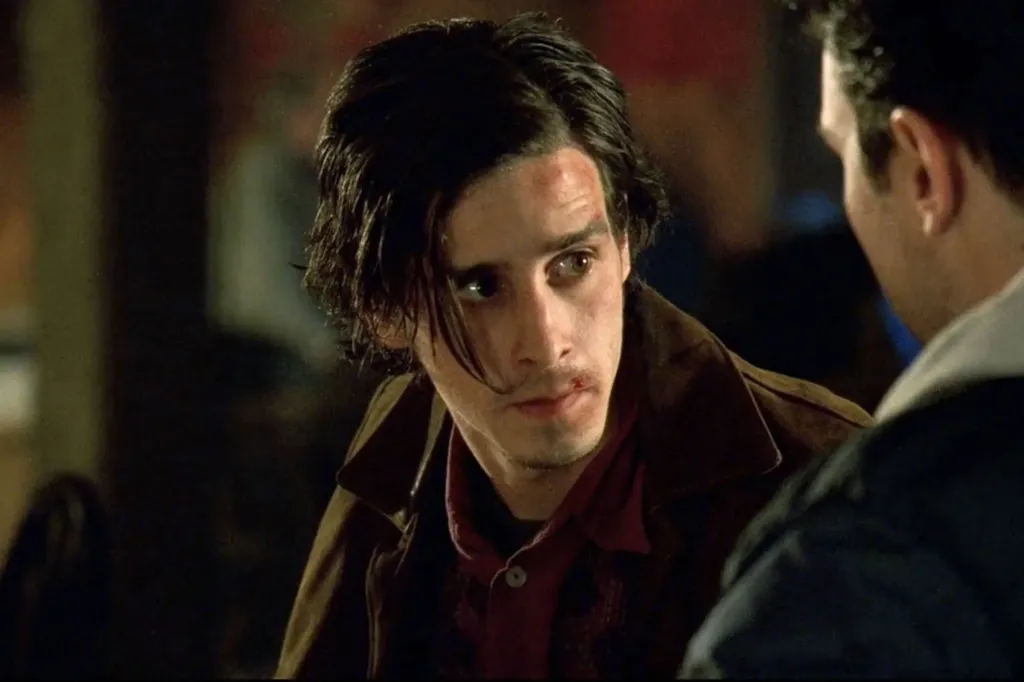 James Ransone as Ziggy Sobotka in The Wire with a cut on his forehead and lip.