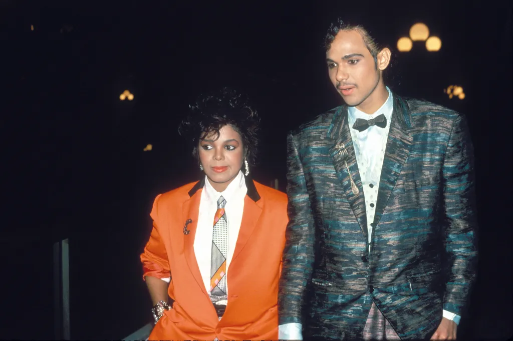 Janet Jackson and James DeBarge pose for a photo in July 1984.