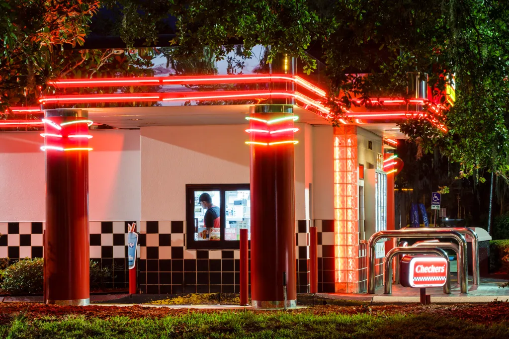 The drive-up window at Checkers in Ellenton, Florida.