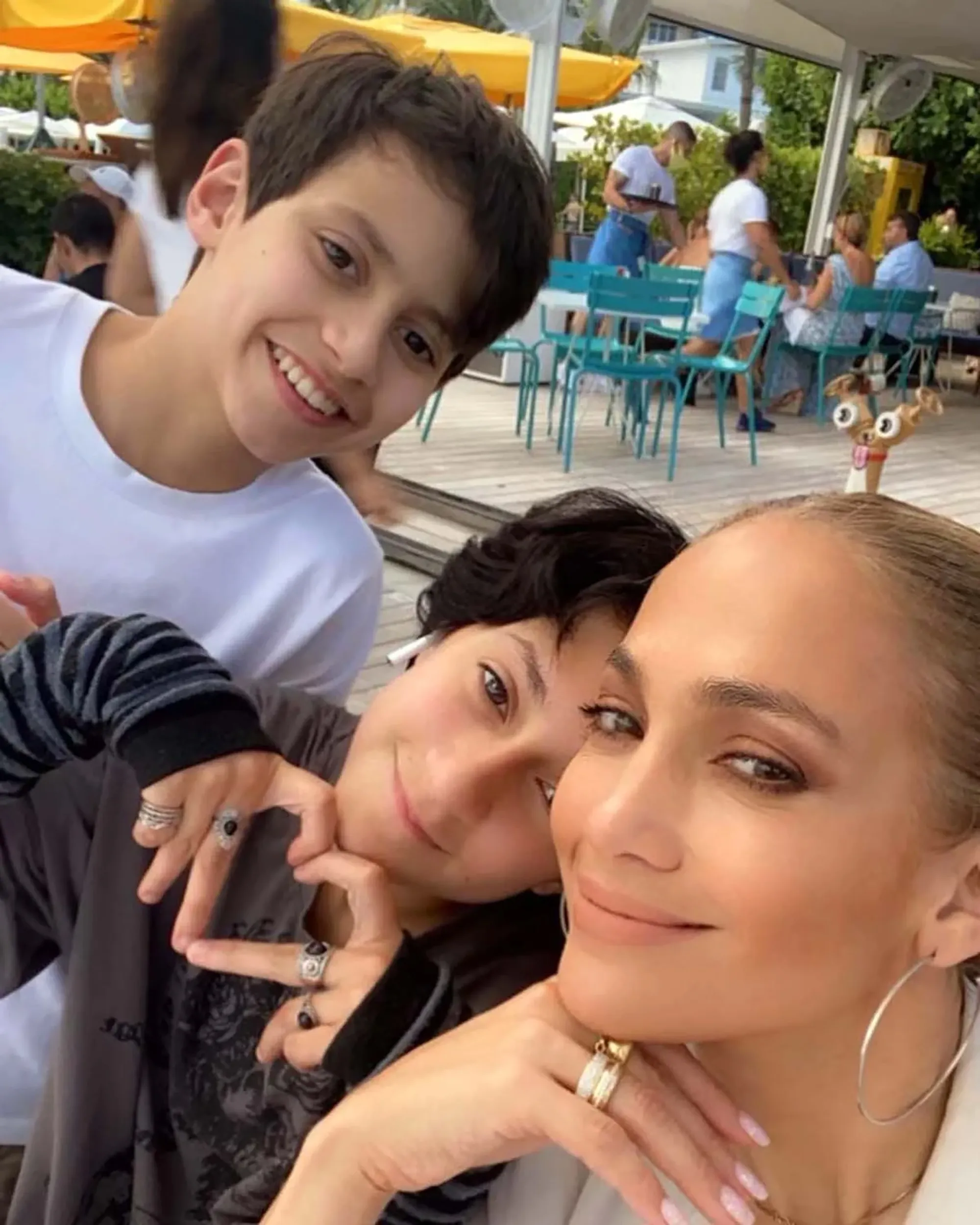 Jennifer Lopez and her twins.